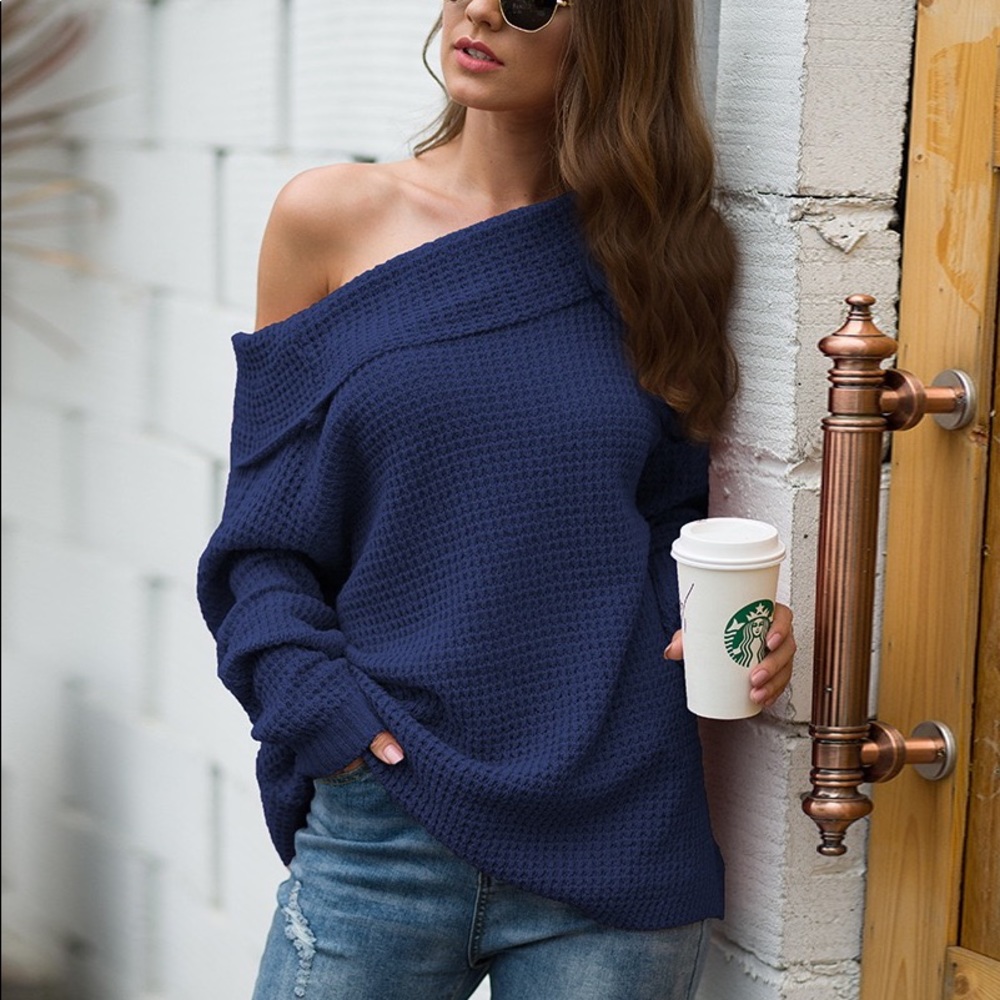 Off the Shoulder Comfy Sweater Grey - Picture 7 of 7